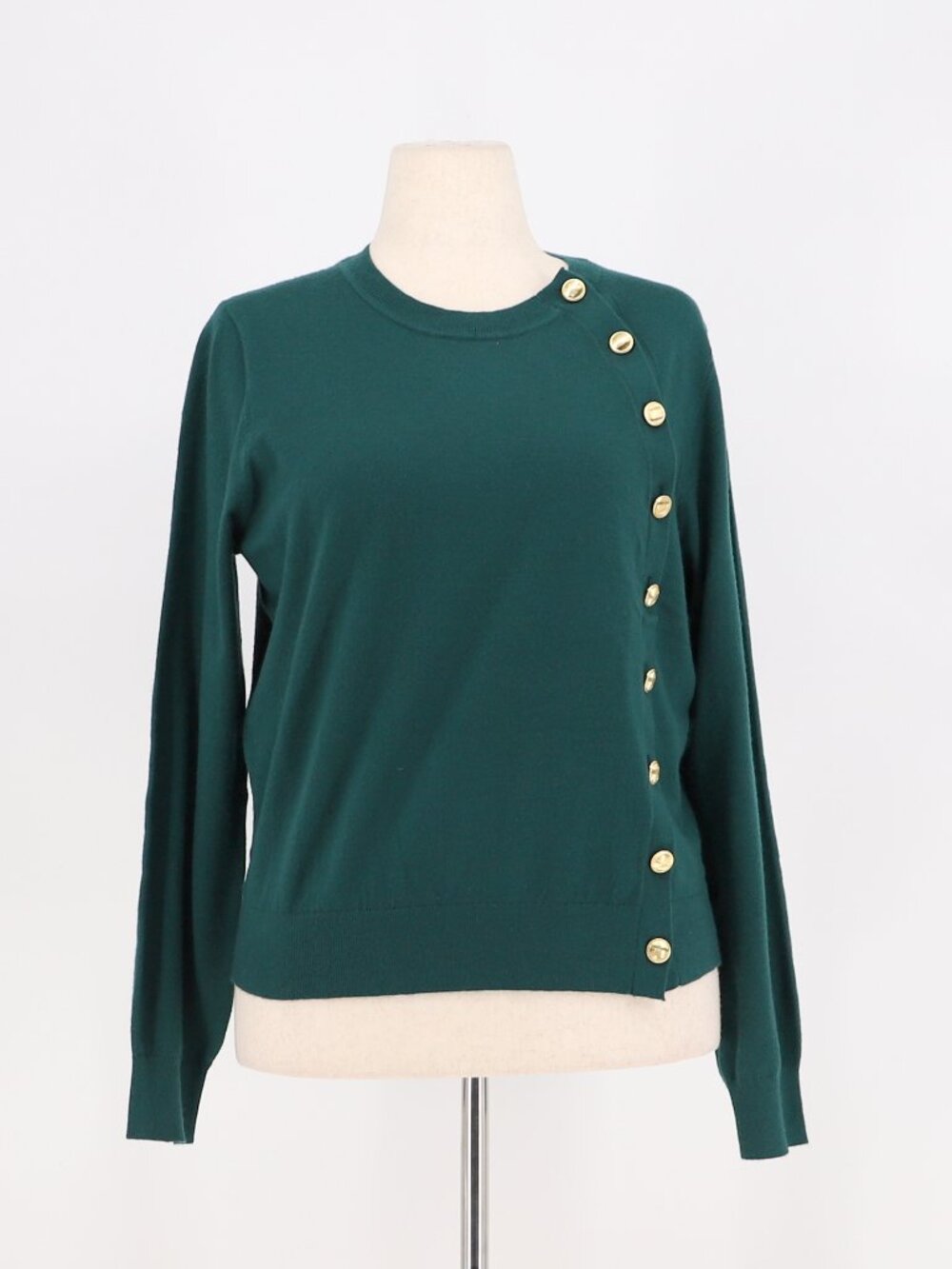 NWT ANN TAYLOR Side Button Detail Crewneck Sweater in Teal Size L